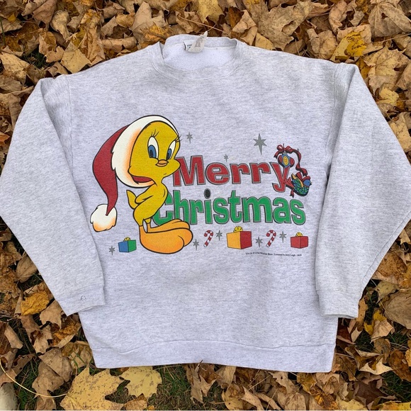 Vintage 90s Looney Tunes Tweety Bird Christmas Sweater - Picture 1 of 6